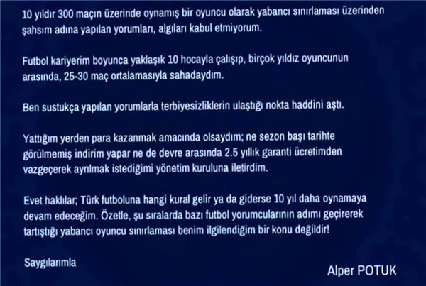 Fenerbahçeli Alper Potuk'tan tepki! 'Kabul etmiyorum'