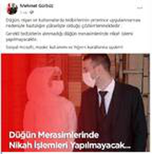 Elbistan'da koronavirüs vakaları artınca belediye başkanı nikah işlemlerini durdurdu Elbistan'da koronavirüs vakaları artınca belediye başkanı nikah işlemlerini durdurdu