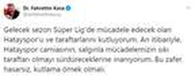 Sağlık Bakanı <a class='keyword-sd' href='/fahrettin-koca/' title='Fahrettin Koca'>Fahrettin Koca</a>'dan Hatayspor'a kutlama ve Hatay halkına uyarı