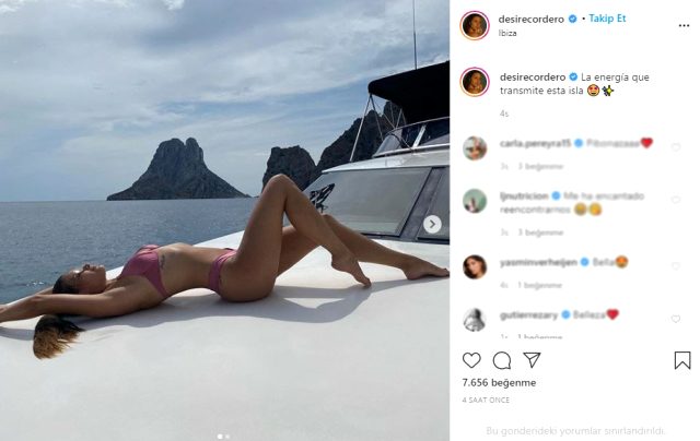 Cristiano Ronaldo'nun eski sevgilisi Desire Cordero, pembe bikinili tekne pozuyla mest etti