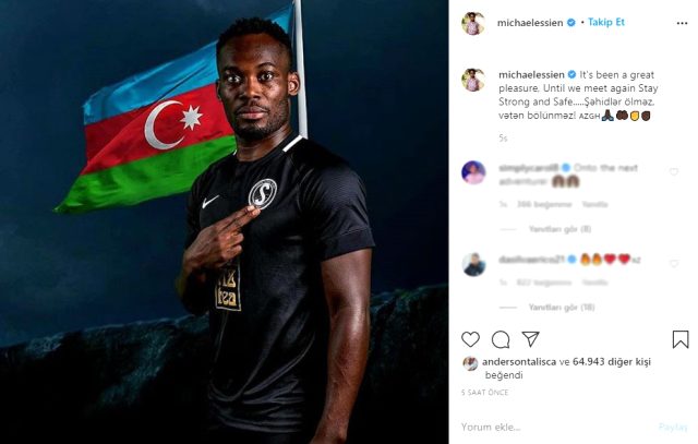 Eski Chelsea'li Essien Azerbaycan'a destek verdi: Şehitler ölmez vatan bölünmez