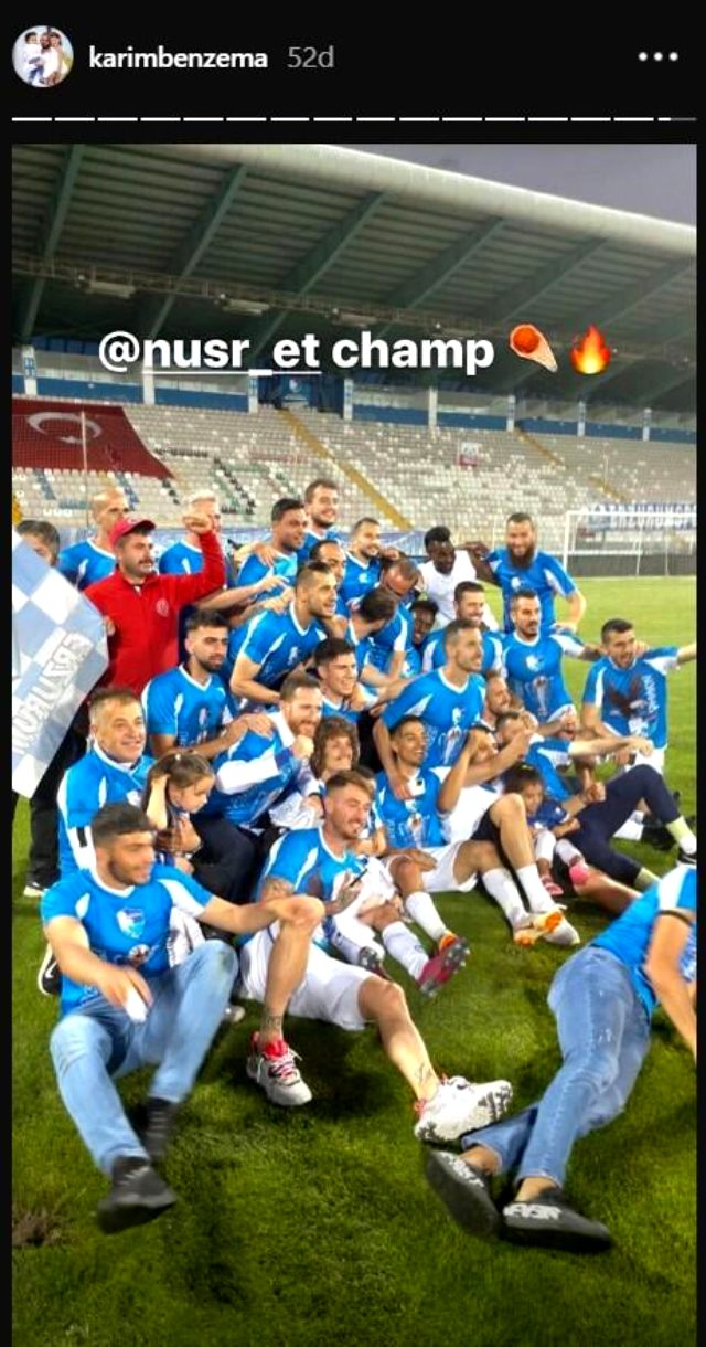 Karim Benzema Erzurumspor'un şampiyonluğunu, Nusret'i etiketleyerek kutladı