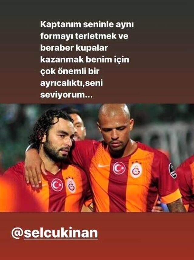 Felipe Melo'dan futbolu bırakacak olan Selçuk İnan için paylaşım: Seni seviyorum