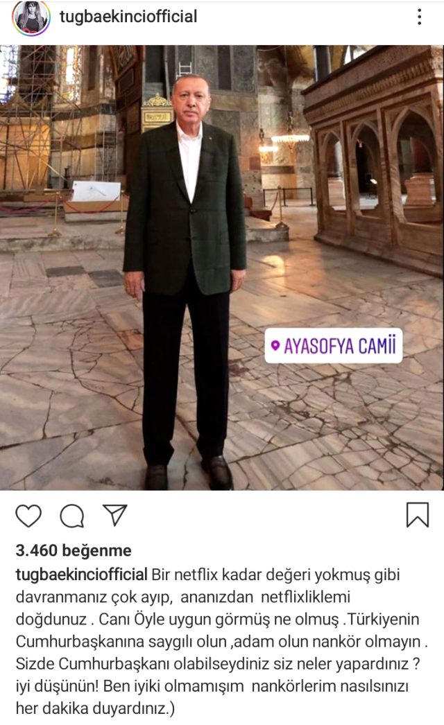 Erdoğan'ın fotoğrafını paylaşan Tuğba Ekinci'nin sözleri AK Partilileri de rahatsız etti