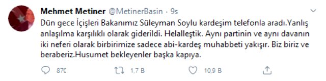 Mehmet Metiner'den Bakan Soylu polemiğine ilişkin yeni açıklama: Soylu kardeşim telefonla aradı, helalleştik