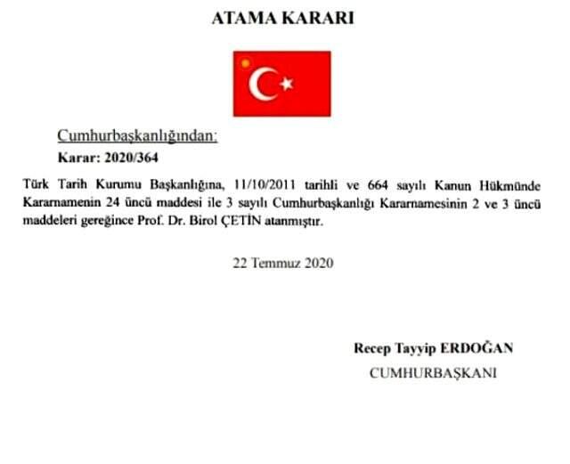 Türk Tarih Kurumu Başkanlığına Prof. Dr. Birol Çetin atandı