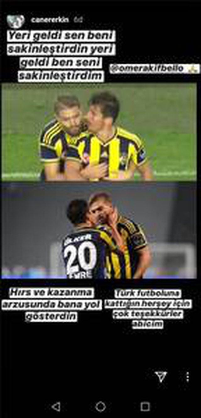 Caner Erkin'den Emre Belözoğlu için duygusal mesaj