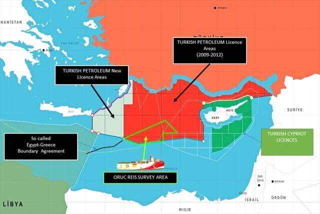Dışişleri Bakanlığı, Oruç Reis'in faaliyet sahasını gösteren haritayı paylaştı Dışişleri Bakanlığı, Oruç Reis'in faaliyet sahasını gösteren haritayı paylaştı