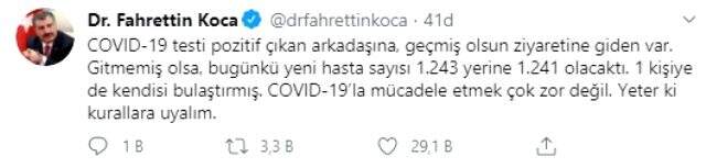 Bakan Koca sitem etti: Koronavirüs testi pozitif çıkan arkadaşına geçmiş olsun ziyaretine giden var