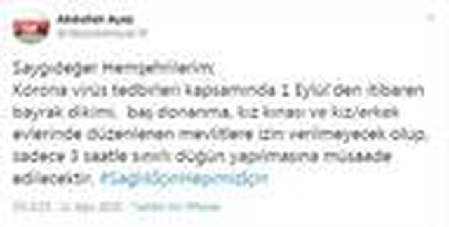 Çankırı'da koronavirüs tedbirleri kapsamında düğünlere kısıtlama getirildi Çankırı'da koronavirüs tedbirleri kapsamında düğünlere kısıtlama getirildi
