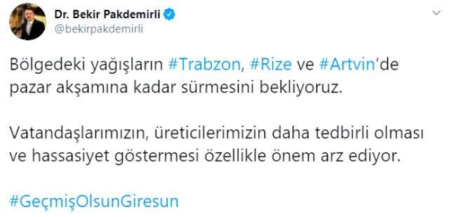 Doğu Karadeniz için korkutan uyarı! Yağışlar, bu akşama kadar devam edecek Doğu Karadeniz için korkutan uyarı! Yağışlar, bu akşama kadar devam edecek