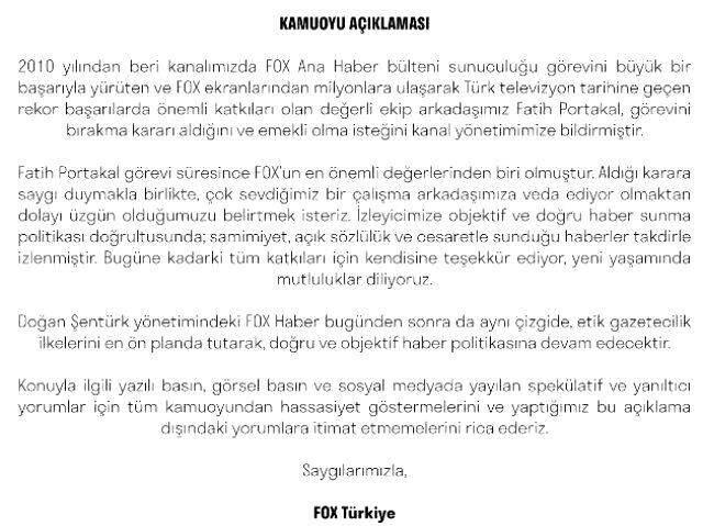 FOX TV'den istifa eden Fatih Portakal'dan ilk açıklama: Ruhumu ve bedenimi dengeleyeceğim