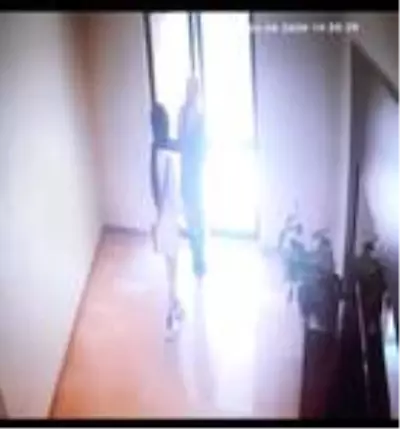 Ev sahibi ile denk gelen hırsızlar güvenlik kamerasına yansıdı Ev sahibi ile denk gelen hırsızlar güvenlik kamerasına yansıdı