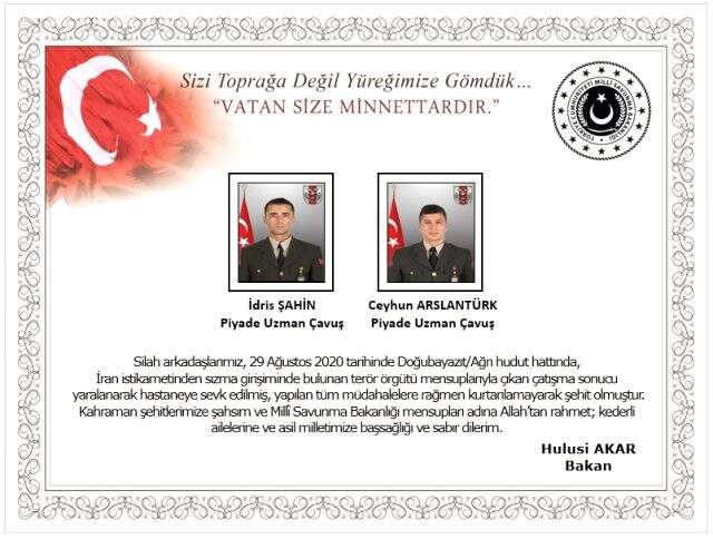 Son dakika: Ağrı Doğubayazıt'ta teröristlerle çıkan çatışmada 2 askerimiz şehit oldu Son dakika: Ağrı Doğubayazıt'ta teröristlerle çıkan çatışmada 2 askerimiz şehit oldu
