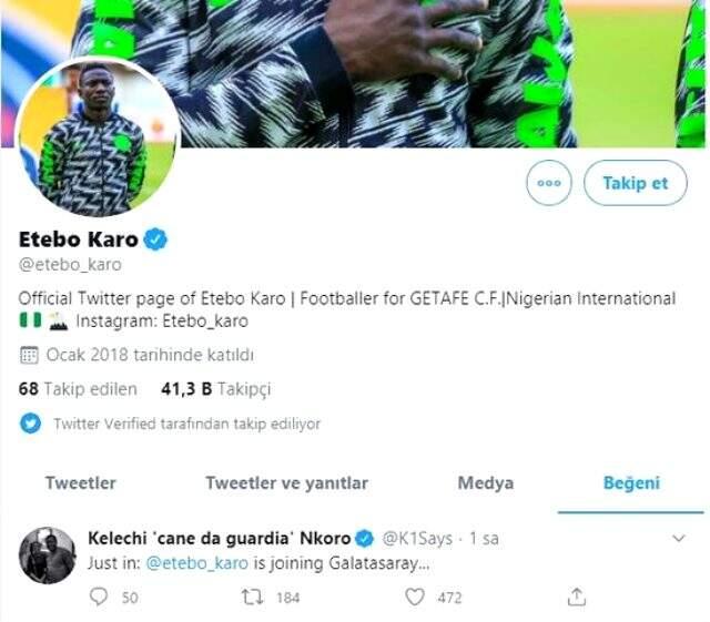 Galatasaray, orta saha için Oghenekaro Etebo ile anlaştı! Bugün İstanbul'a gelmesi bekleniyor