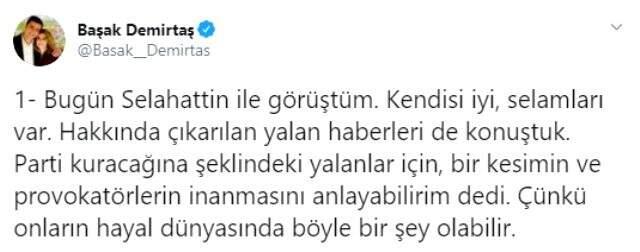 Başak Demirtaş, eşine herkesin merak ettiği soruyu sordu: Parti mi kuruyorsun?