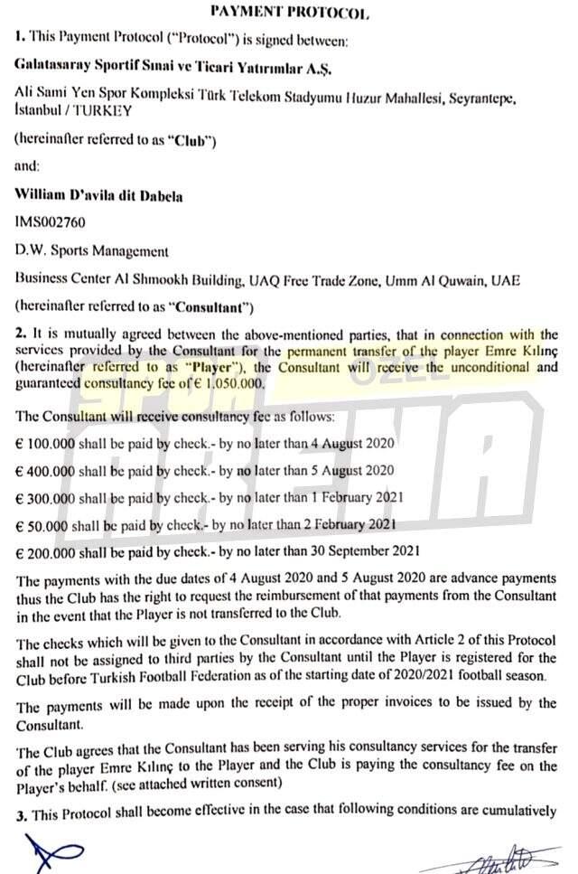 G.Saray'ın Emre Kılınç transferinde D'avila'ya 1 milyon 50 bin euro menajerlik komisyonu ödediği iddia edildi