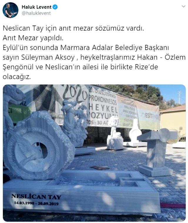 Haluk Levent, sözünü tutarak Neslican Tay için anıt mezar yaptırıyor