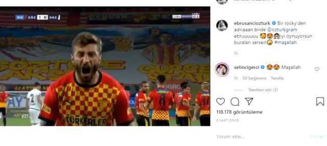 Alpaslan Öztürk golünü attı, eşi Ebru Şancı sosyal medyayı salladı: İyi oynuyorsun buraları serseri