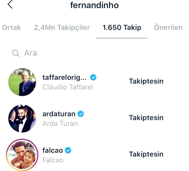 Fernandinho'nun Galatasaraylı isimleri takibe alması, taraftarları heyecanlandırdı