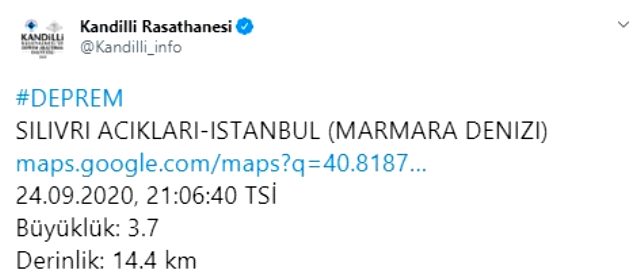 Marmara'da 3.6 büyüklüğünde bir deprem daha oldu