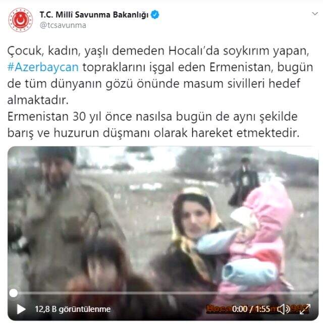 Bakanlık'tan Ermenistan'a tokat gibi Hocalı mesajı: 30 yıl önce nasılsa bugün de barışın düşmanı gibi hareket ediyorlar Bakanlık'tan Ermenistan'a tokat gibi Hocalı mesajı: 30 yıl önce nasılsa bugün de barışın düşmanı gibi hareket ediyorlar