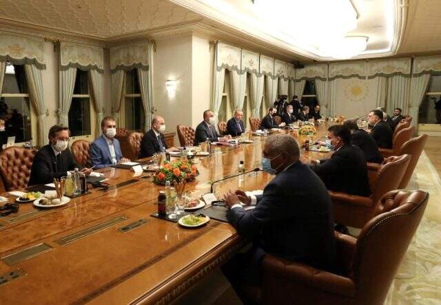 Cumhurbaşkanı Erdoğan'ın, Libya Başbakanı Serrac'ı kabulü sona erdi Cumhurbaşkanı Erdoğan'ın, Libya Başbakanı Serrac'ı kabulü sona erdi