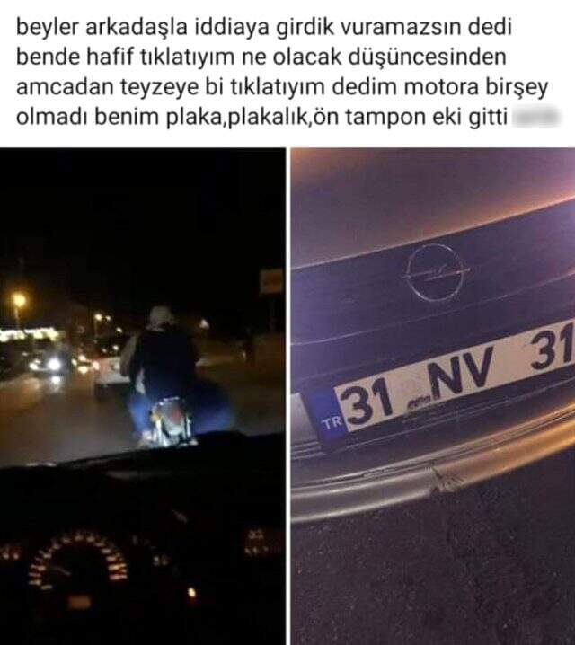 Arkadaşıyla iddiaya girip arabayı yaşlı çiftin motosikletinin üzerine süren şahıs gözaltına alındı Arkadaşıyla iddiaya girip arabayı yaşlı çiftin motosikletinin üzerine süren şahıs gözaltına alındı