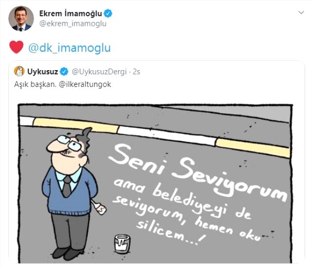 Ekrem İmamoğlu'ndan Dilek İmamoğlu'na ilanı aşk: Seni seviyorum ama belediyeyi de seviyorum