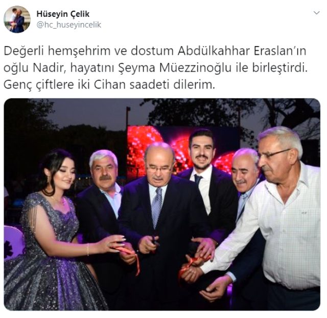 Eski AK Parti'li Bakan Hüseyin Çelik, yasaklara rağmen nişan törenine katıldı
