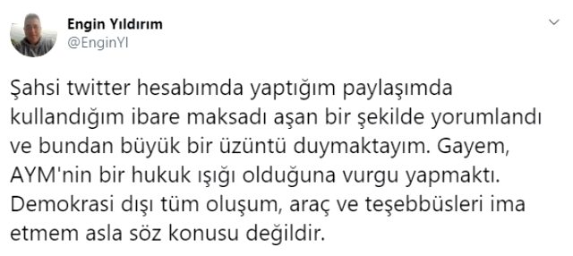 Darbe iması içeren paylaşımı tepki çekmişti! AYM üyesi Engin Yıldırım çark etti: Kullandığım ibare maksadı aşan bir şekilde yorumlandı