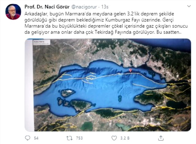 Naci Görür Marmara'daki 3.2'lik depremi yorumladı: Bu saatten sonra kilitli olan Kumburgaz fayındaki depremler hoş değil