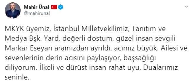 Son Dakika: AK Parti İstanbul Milletvekili Markar Esayan hayatını kaybetti