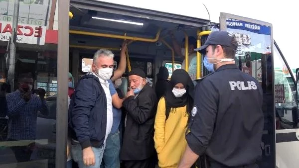 Arnavutköy'de ayakta yolcu taşıyan minibüs sürücüsü, kaymakama yakalandı