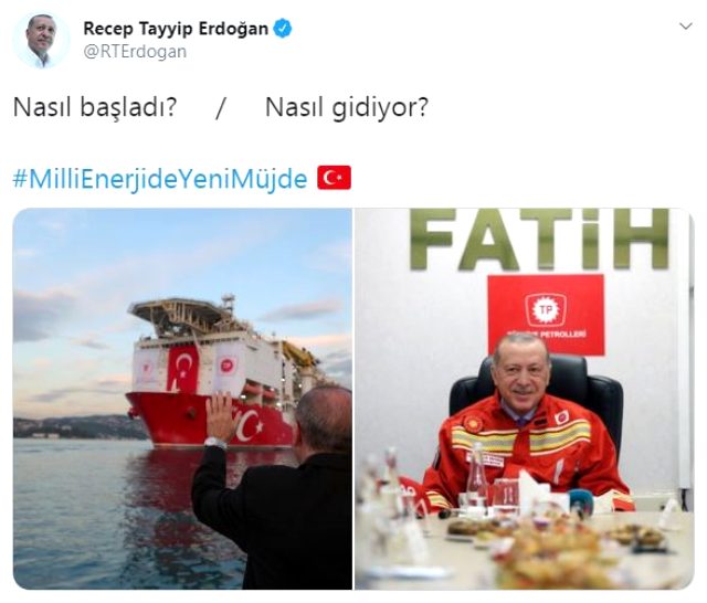 Cumhurbaşkanı Erdoğan'dan 'Fatih' Sondaj Gemisi paylaşımı