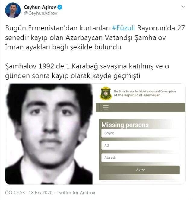 Ermenilerin zulmü bitmiyor! 28 yıl boyunca esir olan Şamhalov İmran, kurtarılan kentteki bir evde ayakları zincirli olarak bulundu