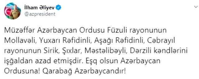 Karabağ'ın İran sınırı tamamıyla Azerbaycan kontrolüne geçti