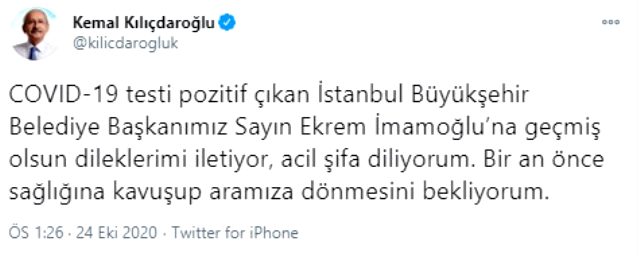 Kılıçdaroğlu'ndan koronavirüse yakalanan İmamoğlu hakkında ilk açıklama
