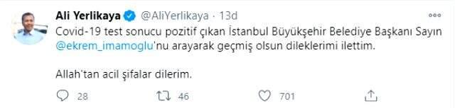 Son Dakika! İBB Başkanı Ekrem İmamoğlu'nun koronavirüs testi pozitif çıktı