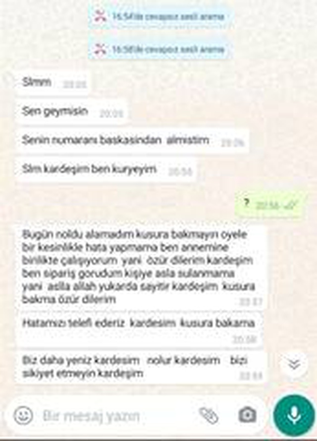 Yemek siparişi verdi, hemcinsi tarafından mesajla tacize uğradı Yemek siparişi verdi, hemcinsi tarafından mesajla tacize uğradı