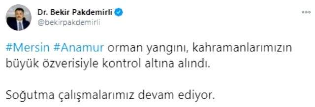 Anamur'daki orman yangını kontrol altına alındı
