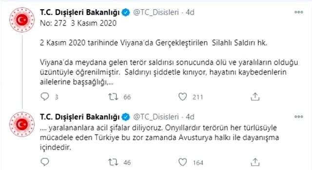7 ölü, 15 yaralı! Viyana'da sinagog yakınlarındaki terör saldırısı sonrasında Türkiye'den kınama geldi