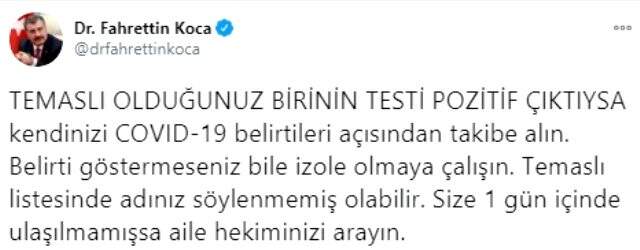 Bakan Koca, korona testi pozitif çıkanların izlemesi gereken yol haritasını paylaştı