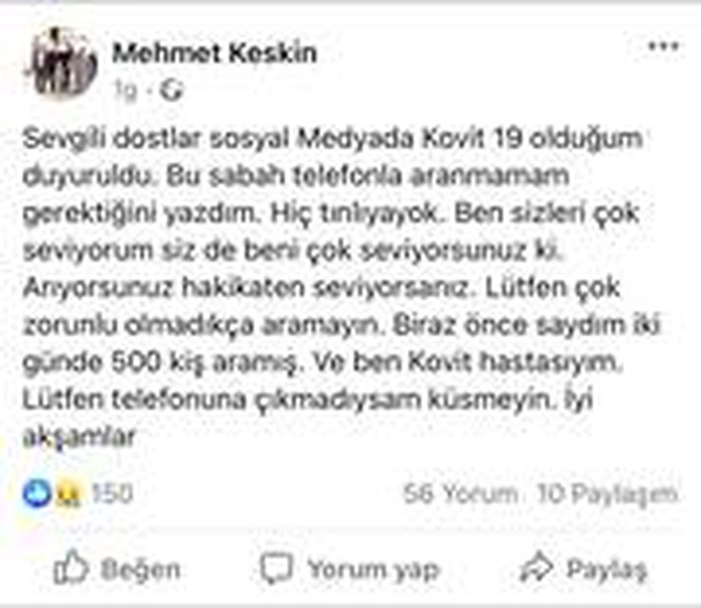Koronavirüs testi pozitif çıkan başkanından telefon isyanı: Hiç tınlayan yok Koronavirüs testi pozitif çıkan başkanından telefon isyanı: Hiç tınlayan yok