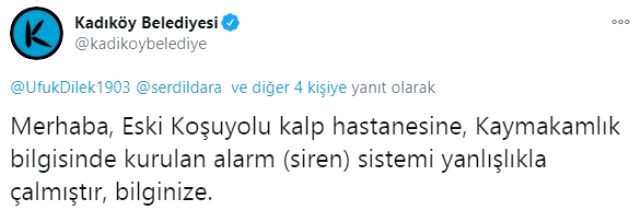 Kadıköy Belediyesi'nden Üsküdar ve Kadıköy'de duyulan siren sesine ilişkin açıklama