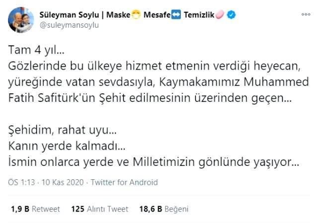 Bakan Soylu şehit edilen kaymakamı unutmadı: Kanın yerde kalmadı