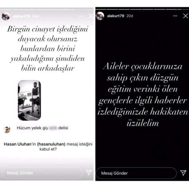 Ünlü oyuncu Mehmet Akif Alakurt, Instagram'da bir takipçisini açık bir şekilde ölümle tehdit etti