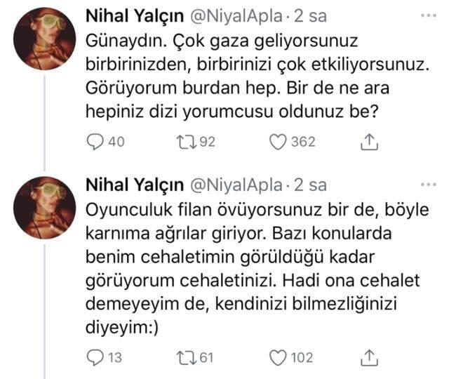 Nihal Yalçın'dan Öykü Karayel'in oyunculuğunu övenlere tepki: Bazı konularda cehaletinizi görüyorum