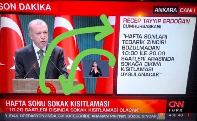 Erdoğan sokağa çıkma kısıtlaması saatlerini açıkladı, televizyon kanallarını karmaşa sardı