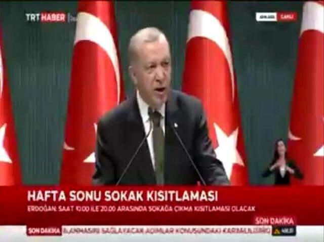 Erdoğan sokağa çıkma kısıtlaması saatlerini açıkladı, televizyon kanallarını karmaşa sardı